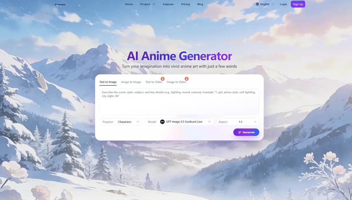 AnimeGen官网首页截图