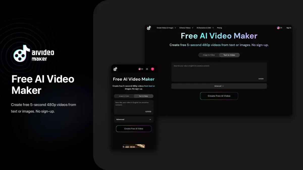 AI Video Maker官网首页截图