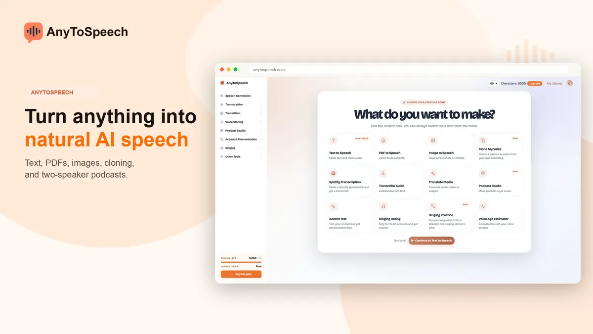 AnyToSpeech官网首页截图