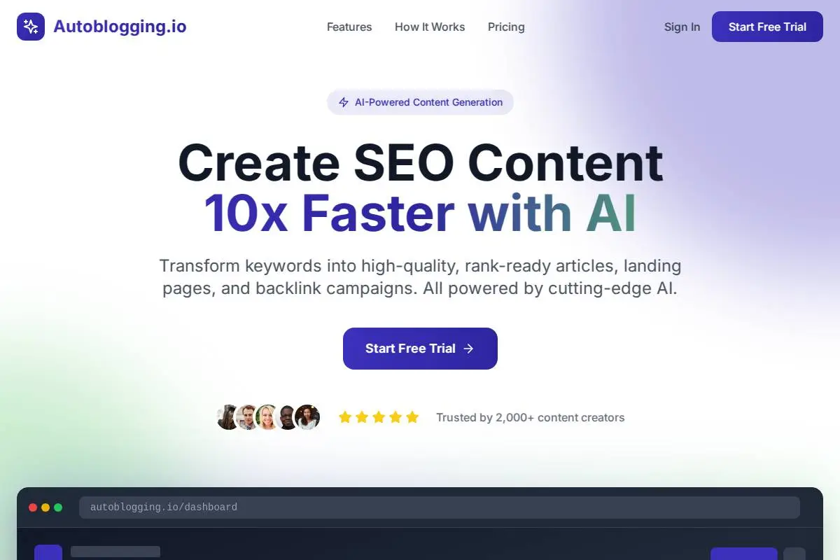 Auto Blogging官网首页截图