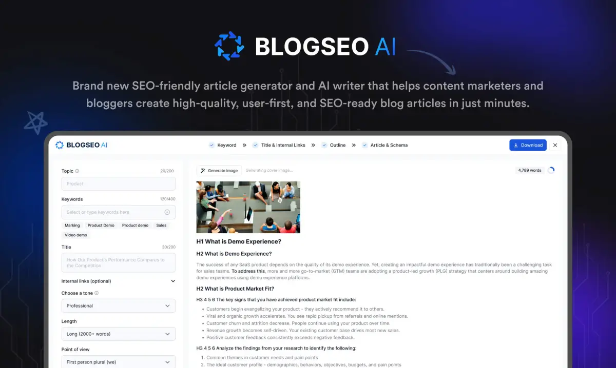 BlogSEO AI官网首页截图
