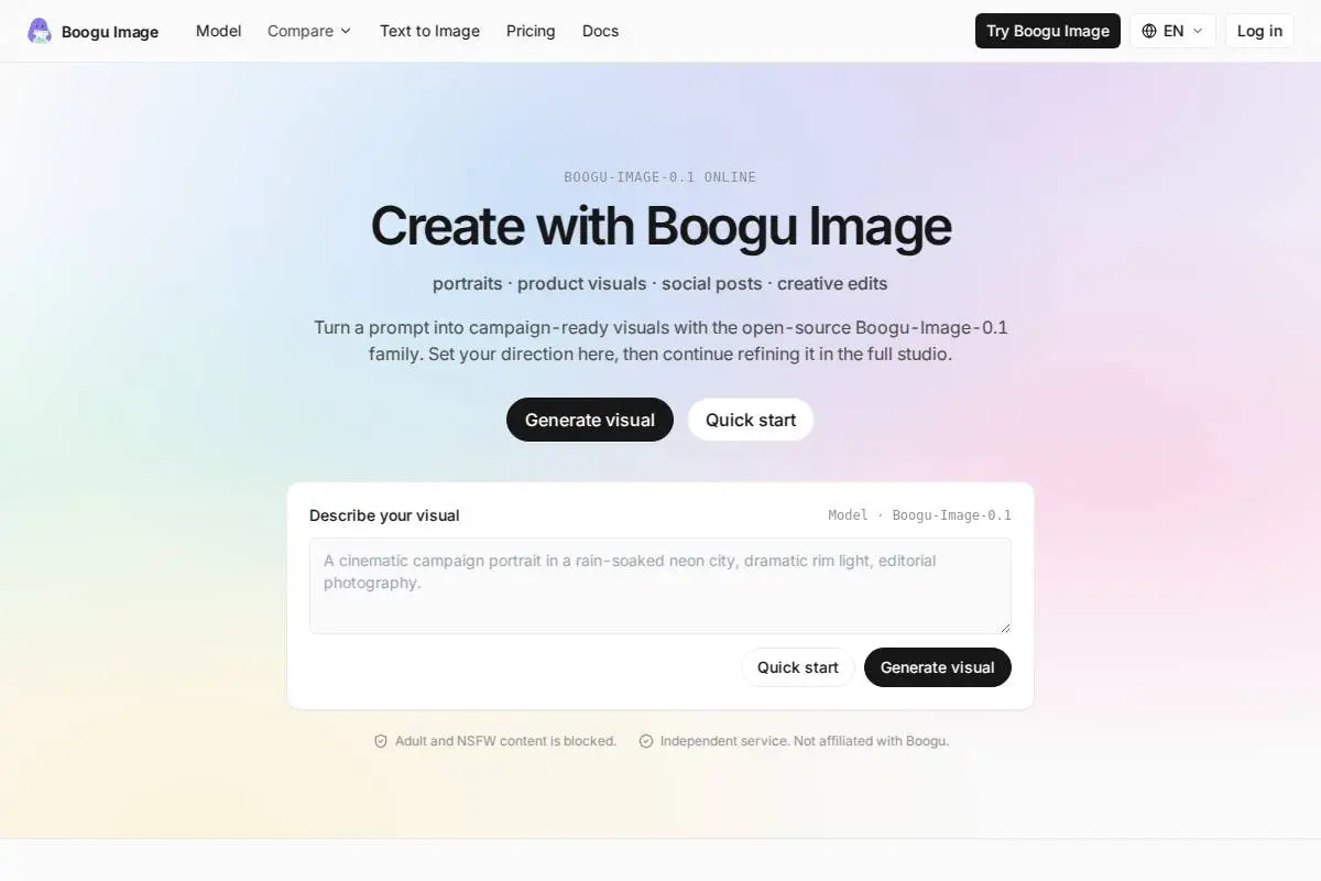 Boogu Image官网首页截图