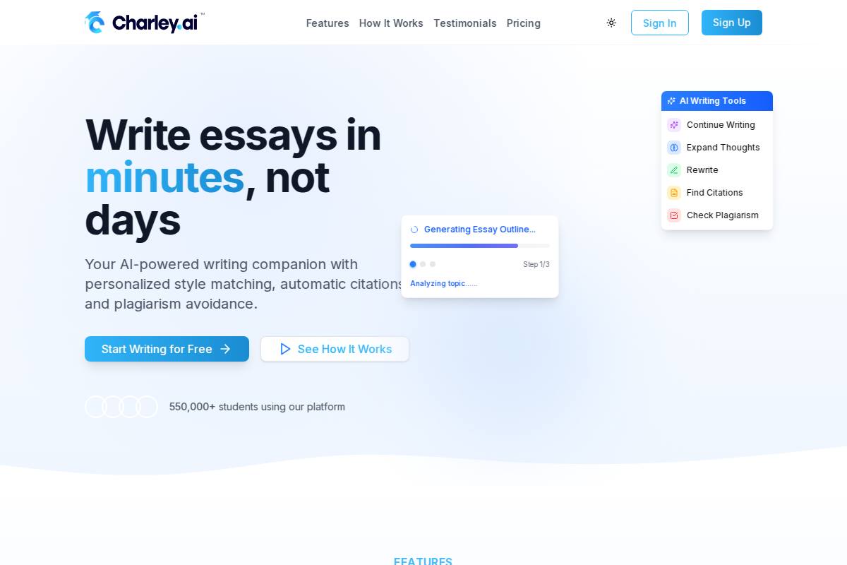 Charley AI官网首页截图
