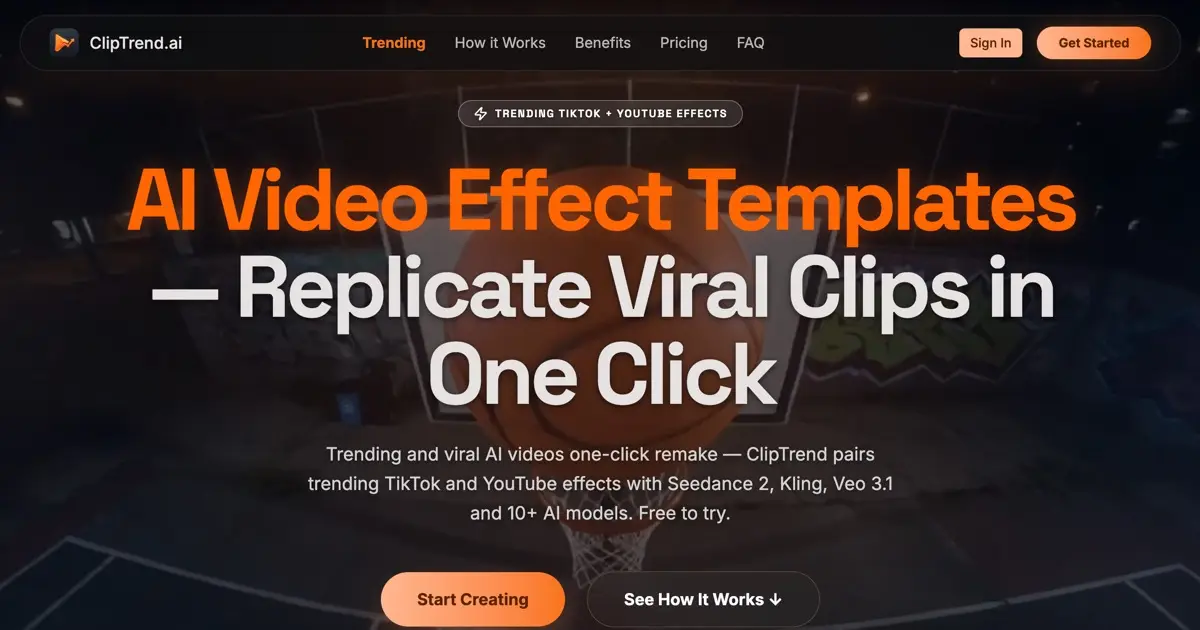 ClipTrend AI官网首页截图