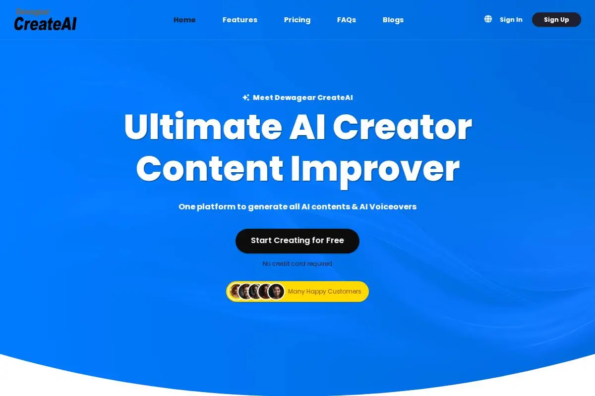 Dewagear CreateAI官网首页截图