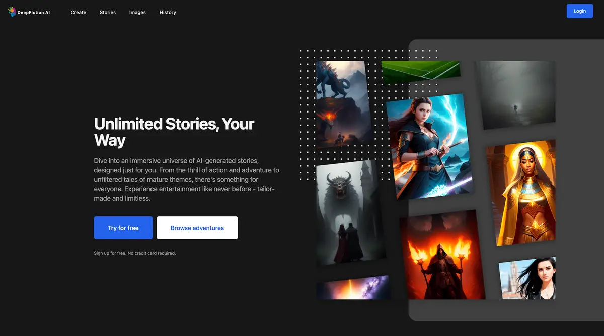 DeepFiction Studio官网首页截图