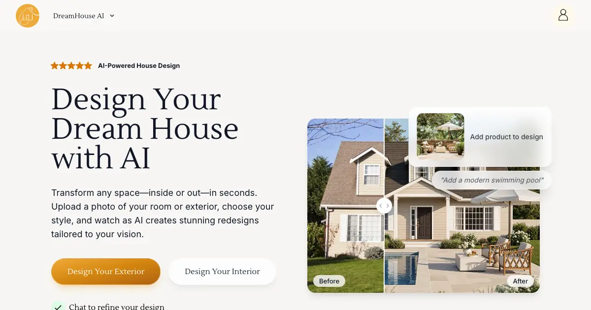 DreamHouse AI官网首页截图