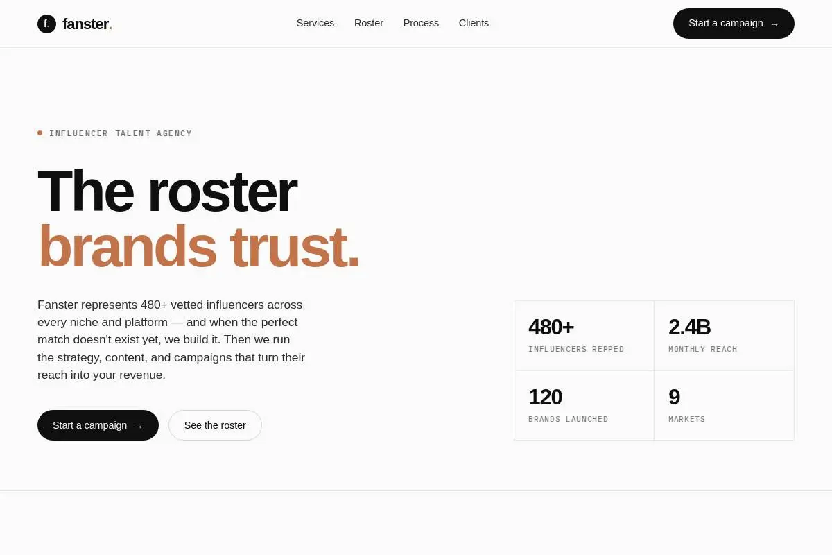 Fanster AI官网首页截图