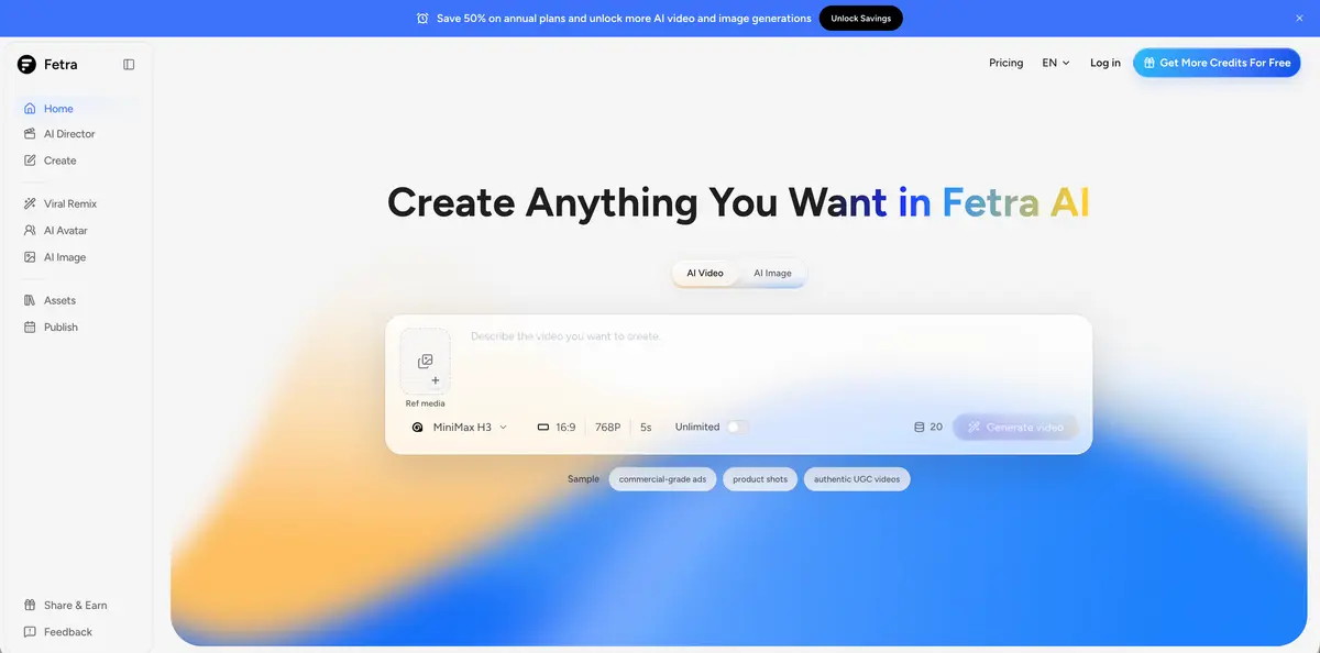 Fetra AI官网首页截图