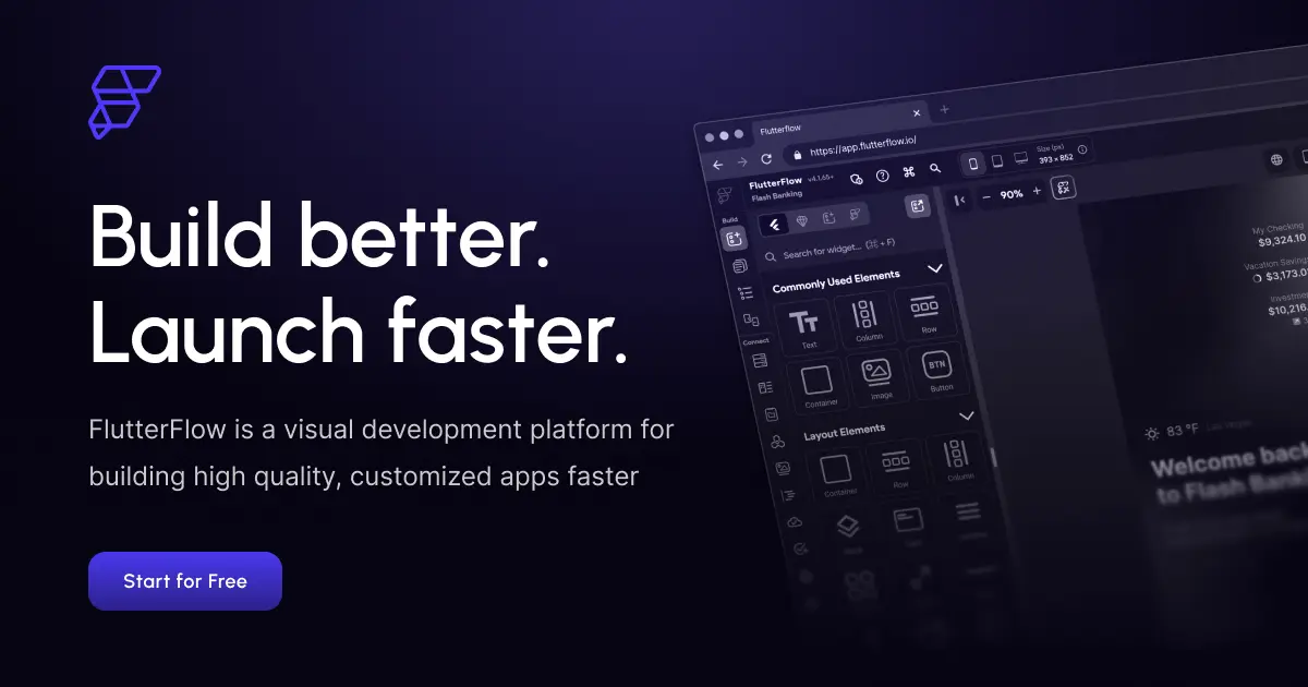 FlutterFlow官网首页截图
