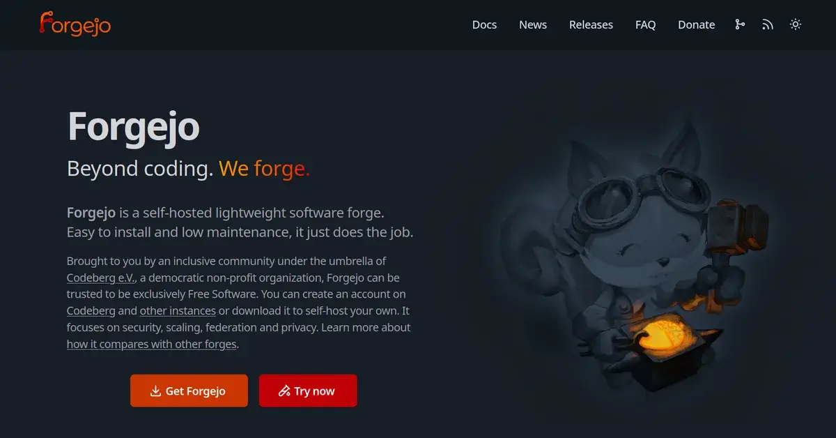 Forgejo官网首页截图