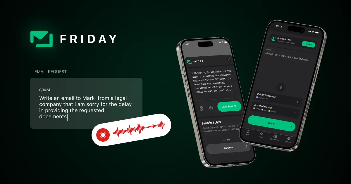 Friday AI E-mail Writer官网首页截图