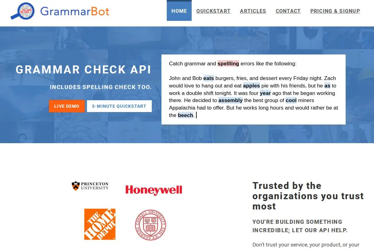 GrammarBot官网首页截图