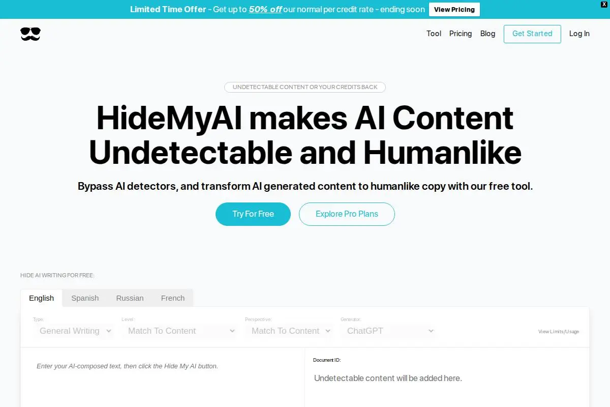 HideMyAI官网首页截图
