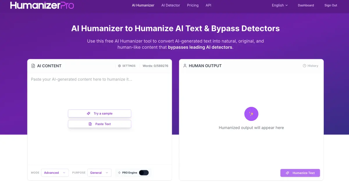 HumanizerPro官网首页截图