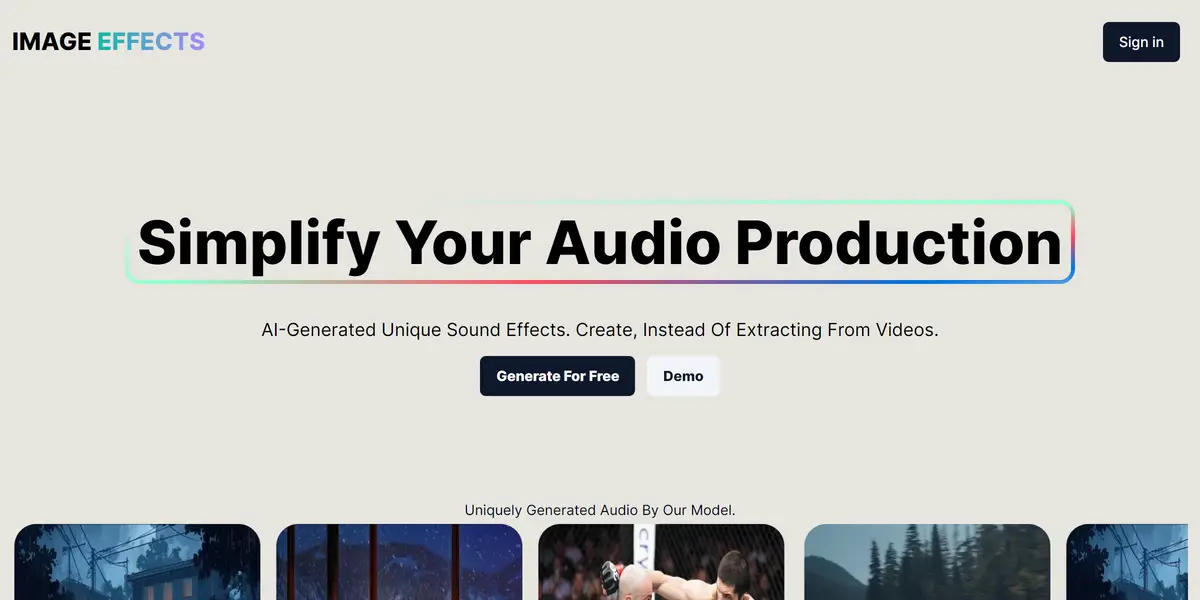 Sound Effects AI官网首页截图