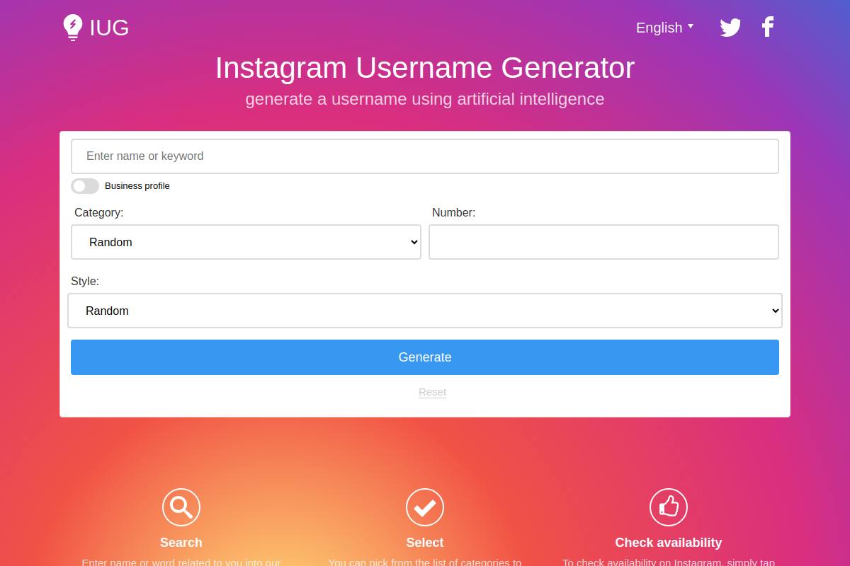 Instausername官网首页截图