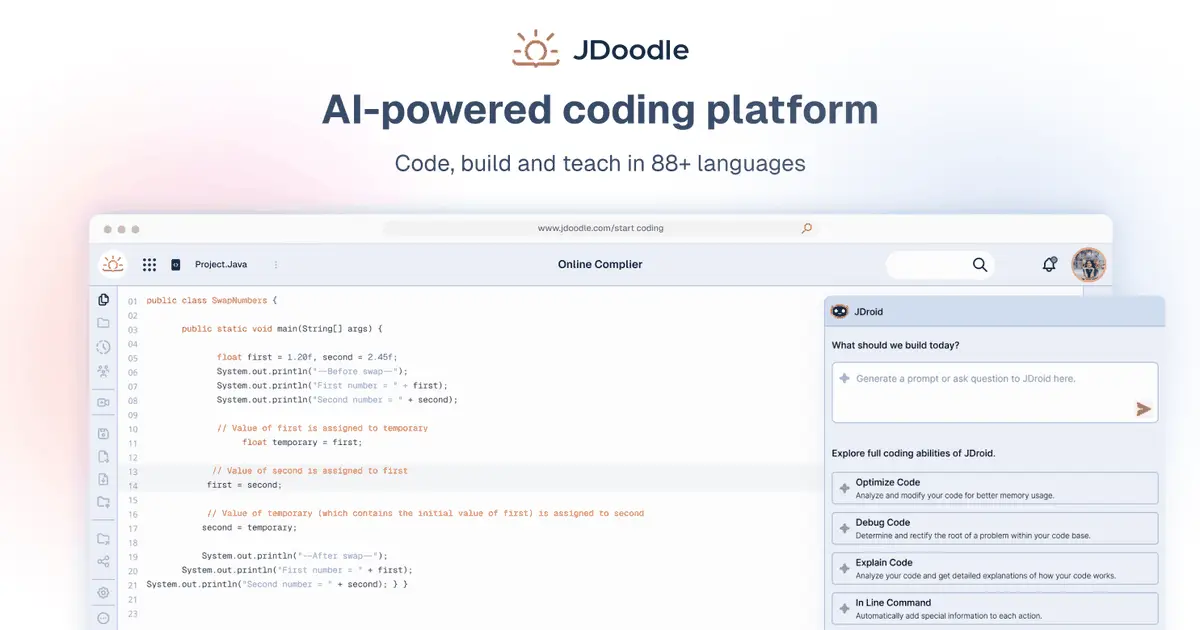 JDoodle官网首页截图