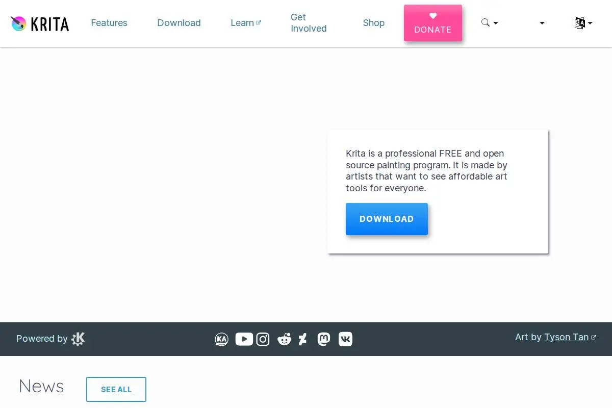 Krita官网首页截图