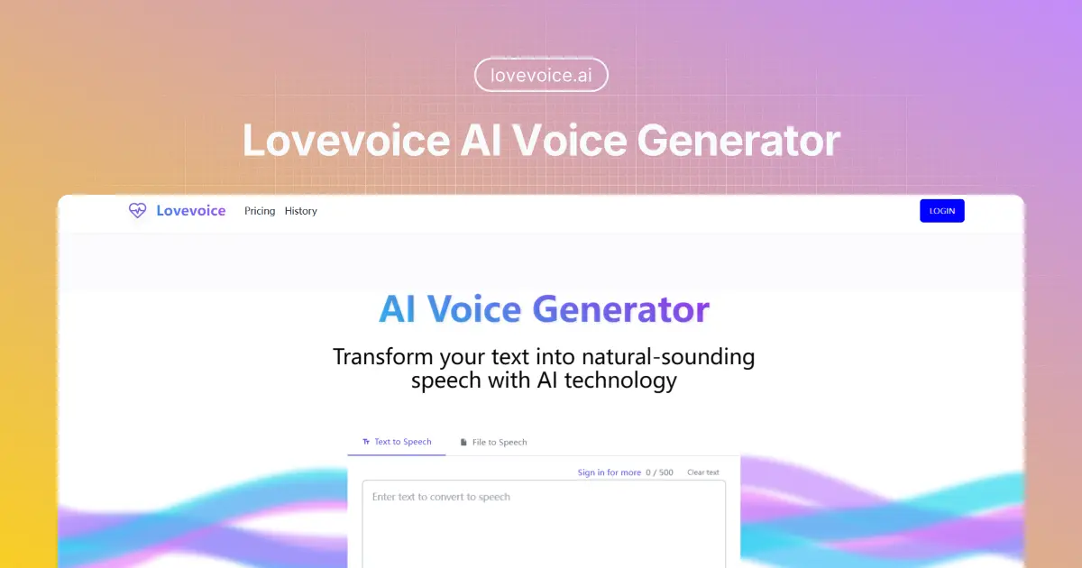 Lovevoice AI官网首页截图