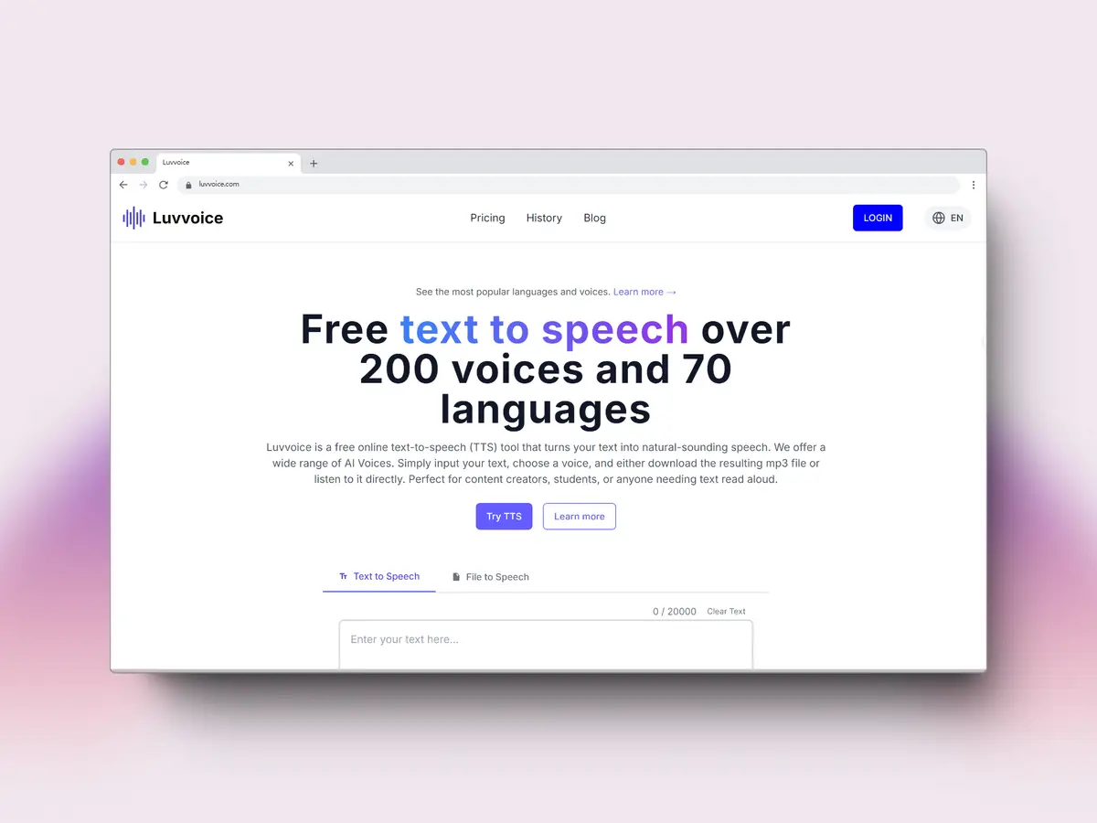 Luvvoice官网首页截图