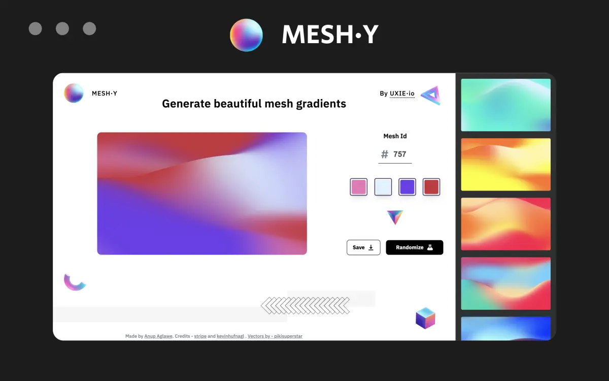 Meshy渐变色生成器官网首页截图