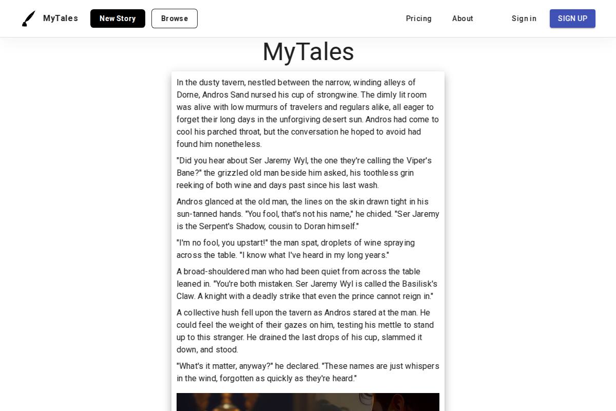 MyTales官网首页截图