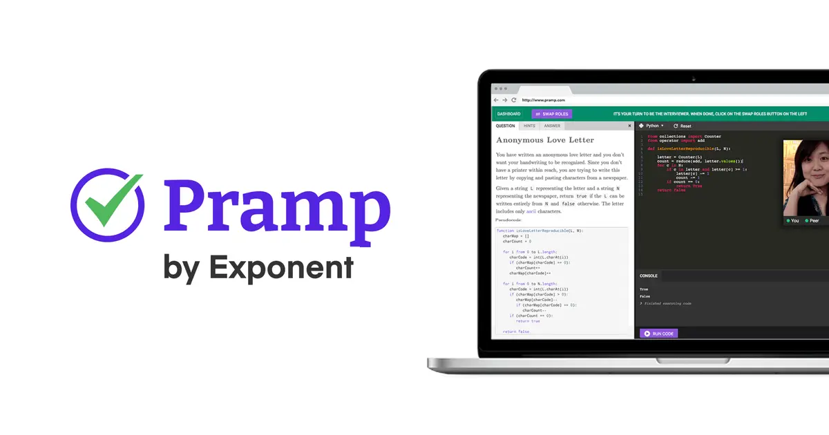 Pramp官网首页截图