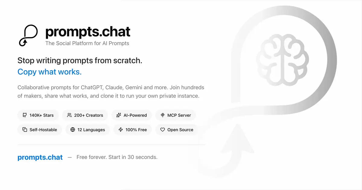 prompts.chat官网首页截图