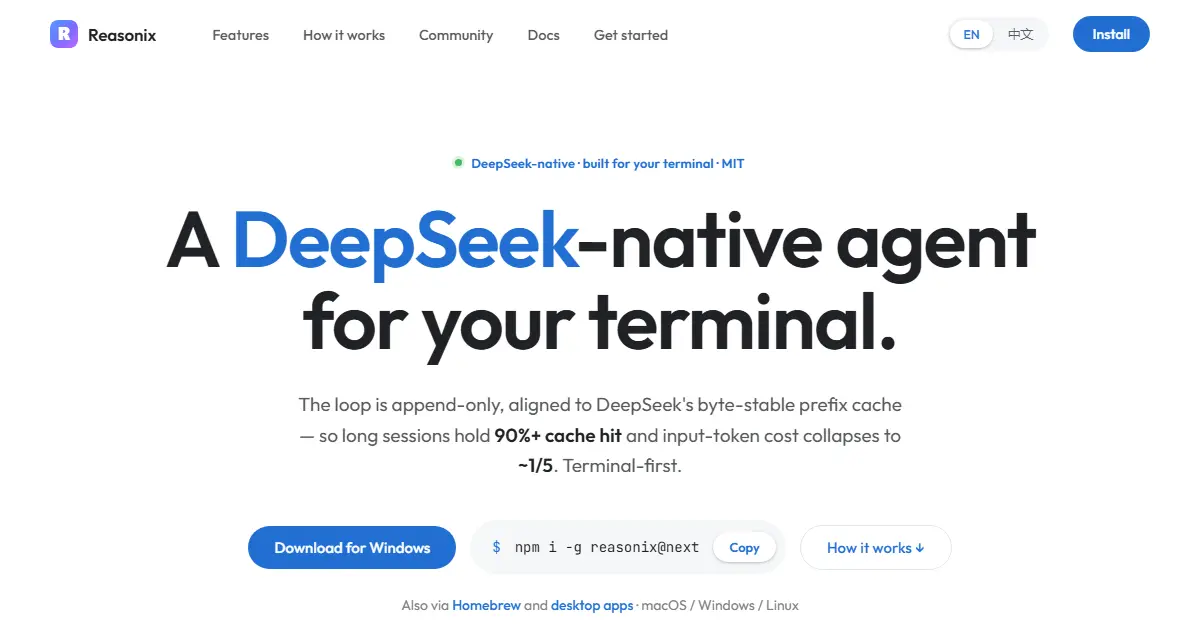 Reasonix官网首页截图