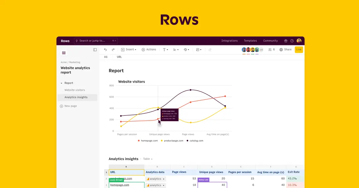 Rows官网首页截图