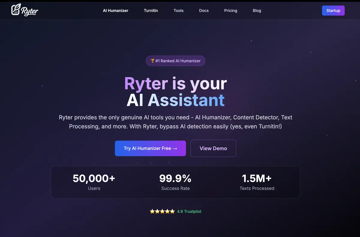 Ryter官网首页截图