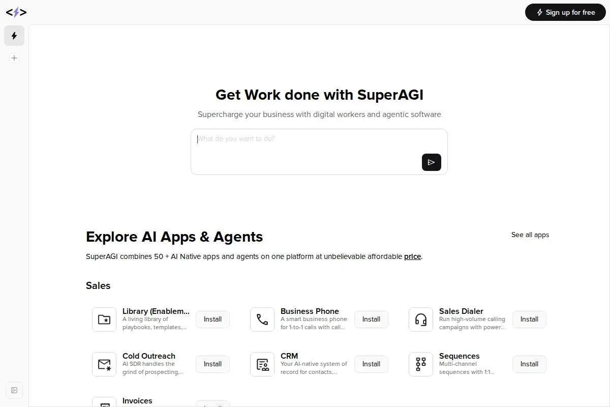 SuperAGI官网首页截图