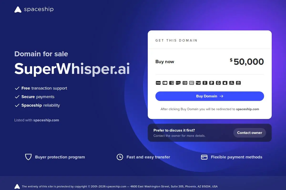 Superwhisper官网首页截图