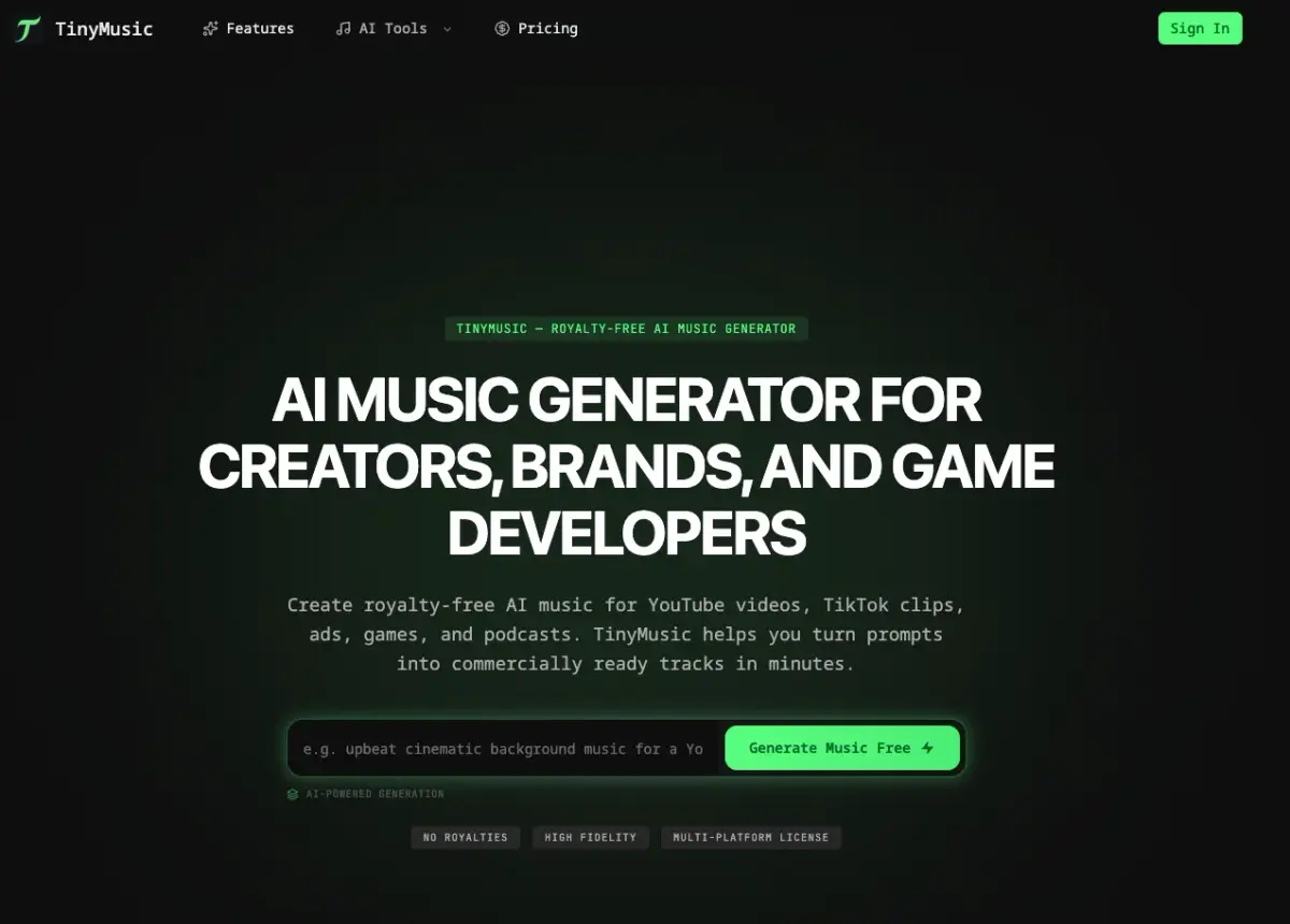 TinyMusic官网首页截图