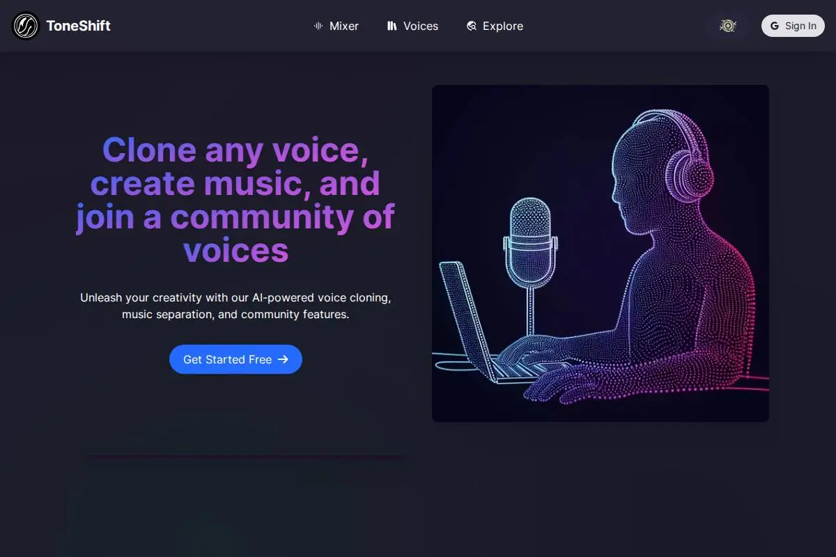ToneShift官网首页截图