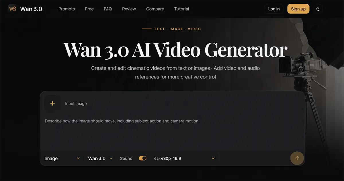Wan 3.0 AI Video Generator官网首页截图
