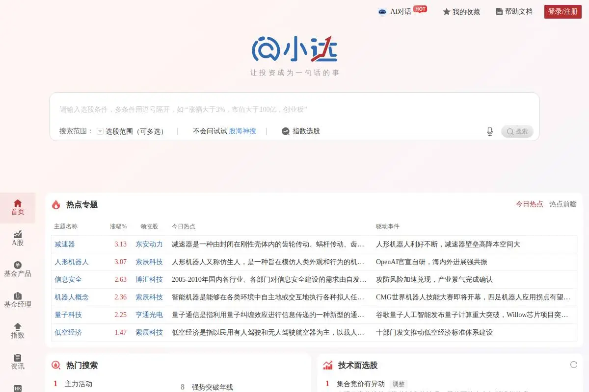通达信问小达官网首页截图