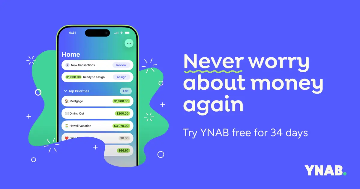 YNAB官网首页截图